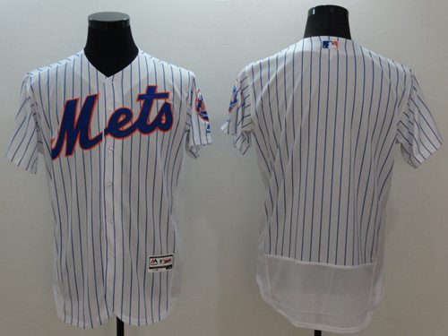 Mets Blank White(Blue Strip) Flexbase Authentic Collection Stitched MLB Jersey - Click Image to Close
